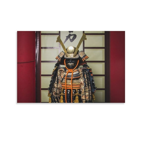 Japanese Samurai Armor Poster Decorative Painting Canvas Wall Art Living Room Posters Bedroom Painting,Unframe-style,16x24inch(40x60cm)