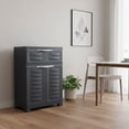thumbnail image 2 of HomeRoots 668937 35 in. Dark Gray Heavy Duty Plastic 1 Door & 1 Drawer Utility Cabinet, 2 of 9