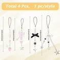 thumbnail image 2 of 4Pcs one Charm Strap 148x17x8mm Acrylic Bowknot Alloy Star Pattern Cool Pendant Decorations for Cell one Bag Card Book Ornaments 1set, 2 of 3