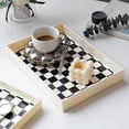 thumbnail image 2 of Bandeja de almacenamiento con rejilla de tablero de ajedrez en blanco y negro estilo crema, decoración del hogar, tocador de sala de estar, placa de acabado, 2 of 5