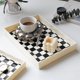 thumbnail image 2 of Bandeja de almacenamiento con rejilla de tablero de ajedrez en blanco y negro estilo crema, decoración del hogar, tocador de sala de estar, placa de acabado, 2 of 5