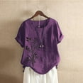 thumbnail image 2 of Blouses pour Femmes, T-Shirt à Boutons Imprimé Décontracté Mode d'Été pour Femmes à Col Rond et Manches Courtes, 2 of 3