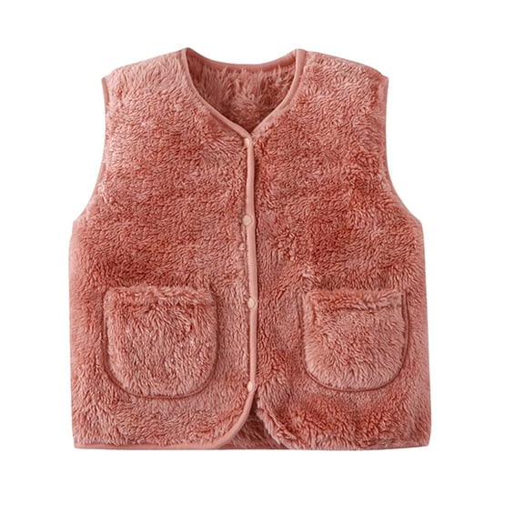 enyan Girls Puffer Vest Kids Boys Girls Fleece Vest Fall Winter Thermal Gilet Children's Casual Lambskin Warm Sleeveless Jacket Coat Kids Clothes Red,5-6 Years