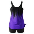 thumbnail image 4 of Fartey 2 Piece Tankini Swimsuit for Women Conservative Swimwear Color Block Scoop Neck Tank Tops with Boyshorts Two Piece Swimsuit Sets 2025 Purple S-2XL, 4 of 6