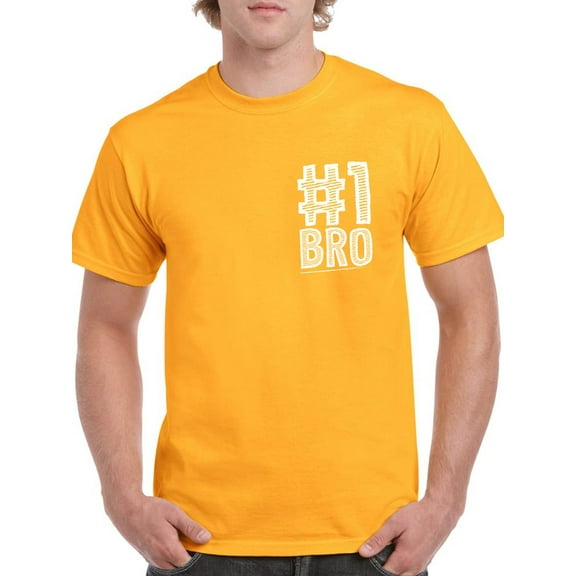 #1 Bro Chalk Fraternity Graphic Men Gold T-Shirt, Male Small