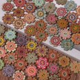 thumbnail image 2 of 100 unidades/juego de botones decorativos de madera de dibujos animados con diseño de patrón clásico de girasol de estilo Retro Simple (15MM) JFHHH pequeña, 2 of 3