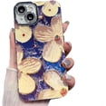 thumbnail image 6 of for iPhone Case,Cute Floral Pattern Glossy Blu-ray Silicone Camera Lens Protection Soft Shockproof Phone Case (Green,iPhone 12 Pro), 6 of 6