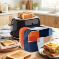 thumbnail image 3 of Toaster Cover 2 Slice, Blue Burnt Orange Dustproof Bakeware Oven Protector with Top Hook, Geometric Modern Oil Painting Waterproof Small Kitchen Appliance Toasters Dust Cover, 12"x7.5"x8", 3 of 9