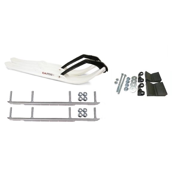 C&A Pro White XPT Snowmobile Skis w/ 9" Shaper Bars Complete Kit Ski-Doo 2016 & Newer w/ T.S. Adjustable Ski