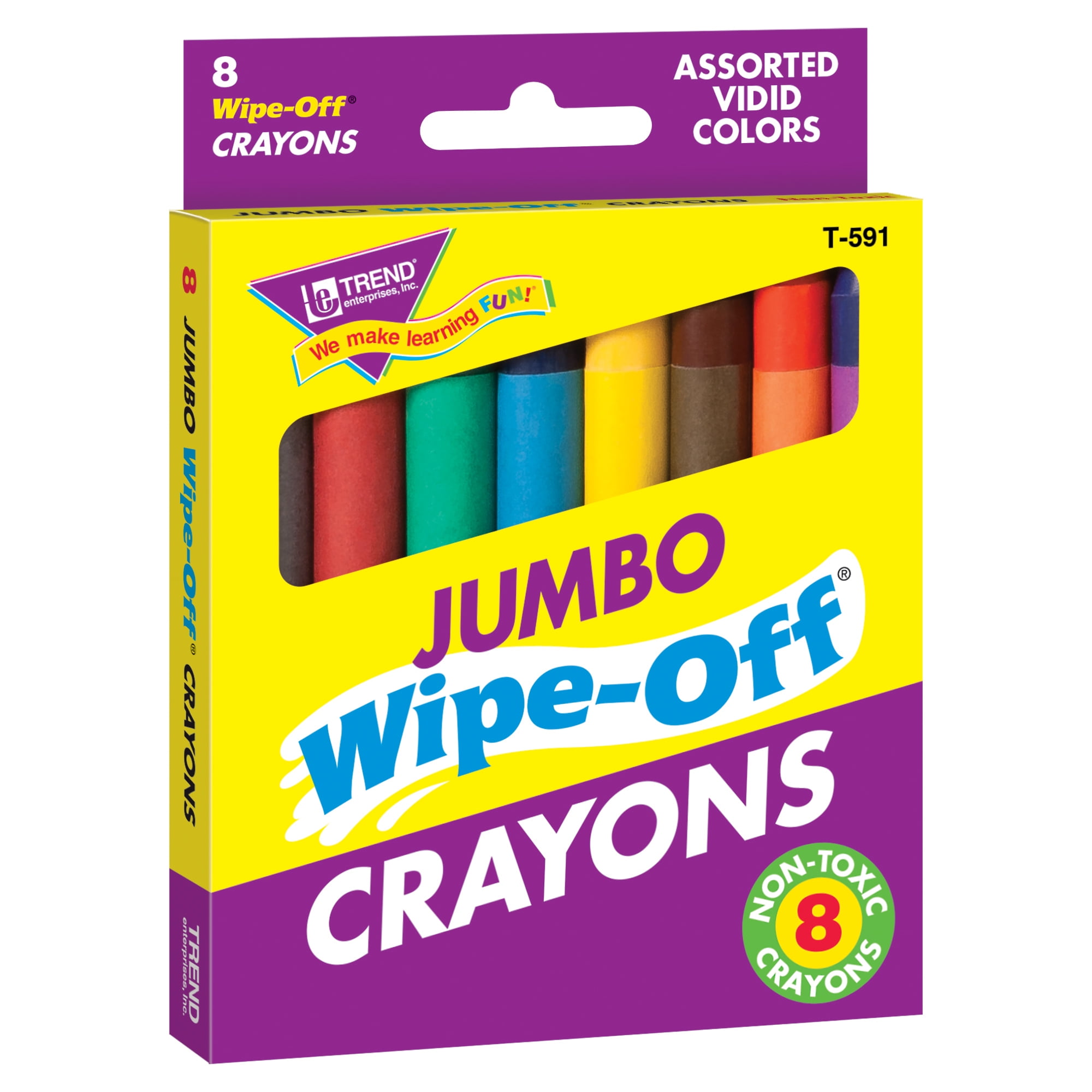 Jumbo WipeOff® Crayons, Assorted, 8 per pack, 6 packs