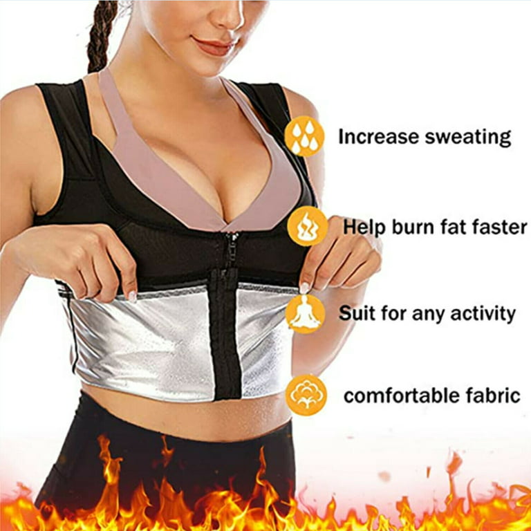 Lilvigor Sauna Sweat Vest for Women Heat Trapping Workout Tank Top Sauna  Suit Compression Shirts Waist Trainer Fitness Polymer with Zipper