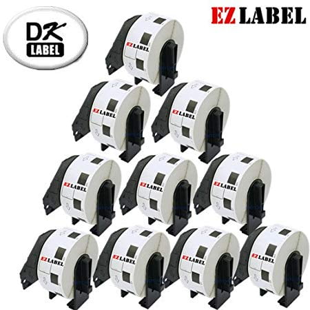 10 Rouleaux EZlabel Brother DK1221 Étiquettes en Papier Carrées 0.9 Po / 23mm, 1000 Étiquettes/rouleau