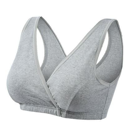 SMihono Maternity Women s Soft Cotton Spandex Wrap Front Maternity & Nursing Sleep Bralette Bra Large Size Large Cup No Wire Underwear Women Daily Bra Gray 10
