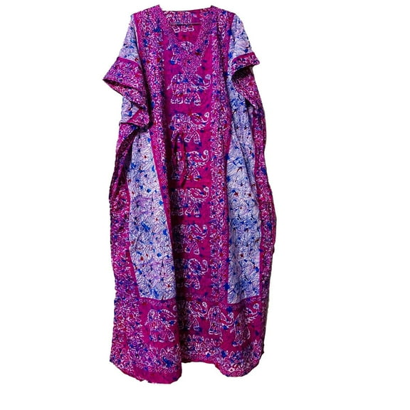 Starculture Pink-Long-Kaftan-dress-Hippy-Boho-Maxi-Plus-Size-Women-Caftan-Tunic-Dress-Night