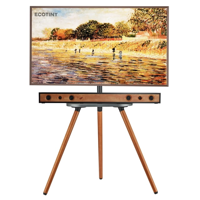 ECOTINY Trépied Chevalet Meuble Télé pour Écran LCD LED OLED de 43 à 65 Pouces, Hauteur Réglable et Pivotant, Meuble Télé d'Angle Portable F