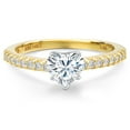 thumbnail image 3 of Gem Stone King 14K Two Tone Gold White Moissanite and Lab Grown Diamond Engagement Ring for Women | 1.24 Cttw | Heart Shape 6.5MM | Gemstone Birthstone | Available in Size 5,6,7,8,9, 3 of 7