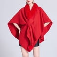thumbnail image 2 of Cape Châle Tricotée Couleur Unie, Col Faux Élégant pour Femmes, 2 of 7