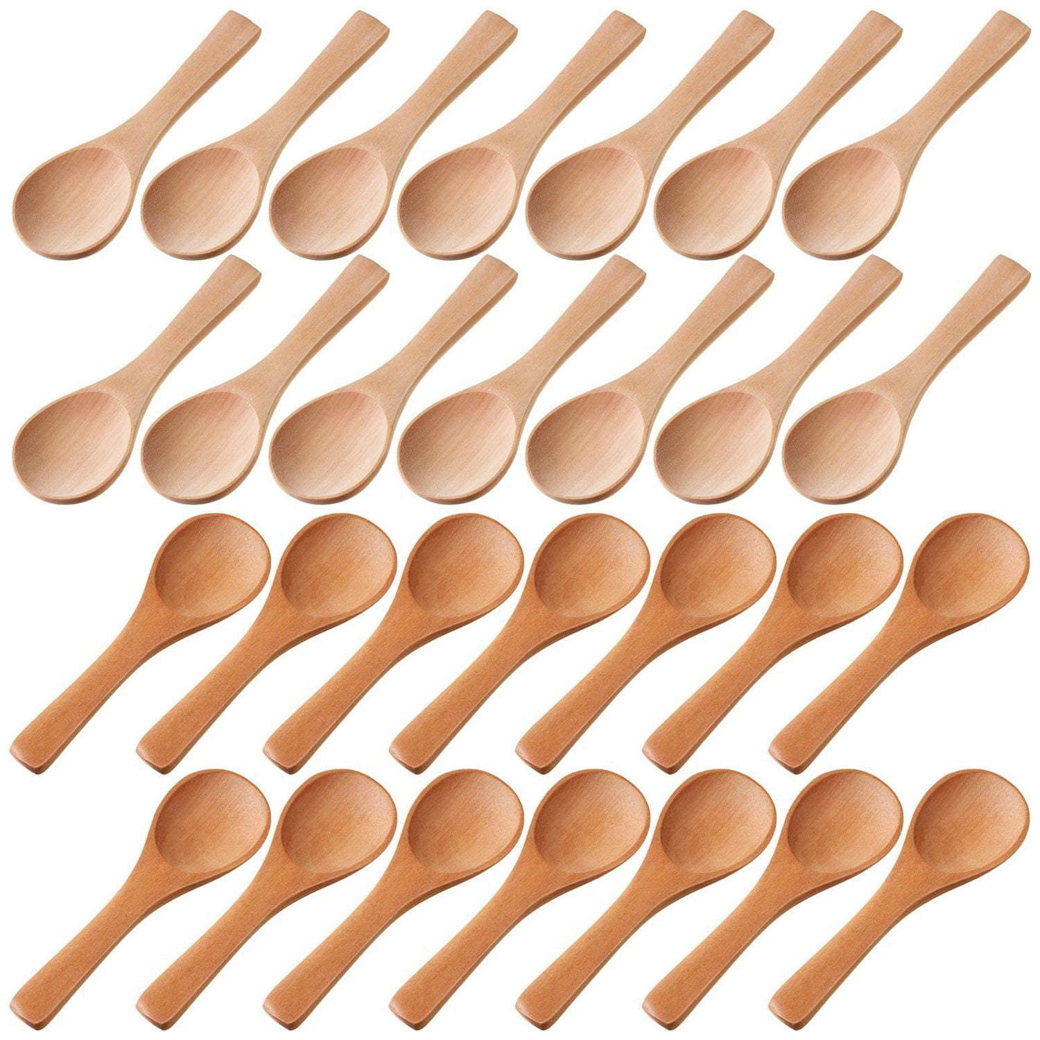 10 Pcs Small Mini Spoons Condiment Honey Coffee Salt Sugar Wooden Scoop Tool