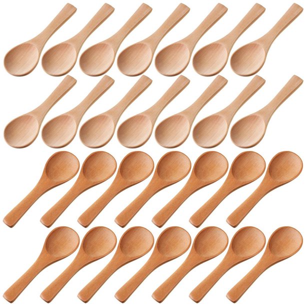 Small Wooden Spoons Mini Tasting Spoons Condiments Salt Spoons for Kitchen Cooking Seasoning Oil