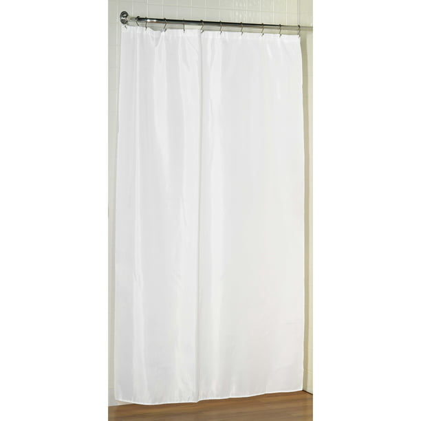White Stall Size Fabric Shower Curtain, How Big Is A Stall Size Shower Curtain