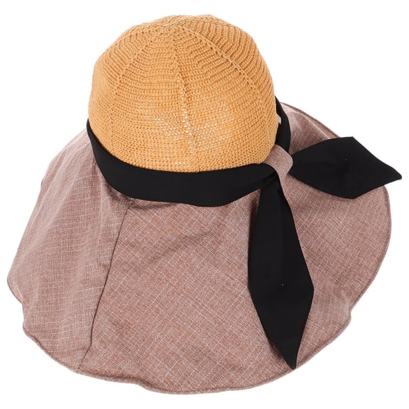 PAMINGONO 1Set Women Bucket Hat UV Protection Wide Brim Lightweight Breathable Retro Slub Cotton for Beach