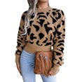 thumbnail image 1 of Suéter de señora para mujer, suéter de cuello redondo de manga larga con estampado de leopardo para invierno y otoño, 1 of 8