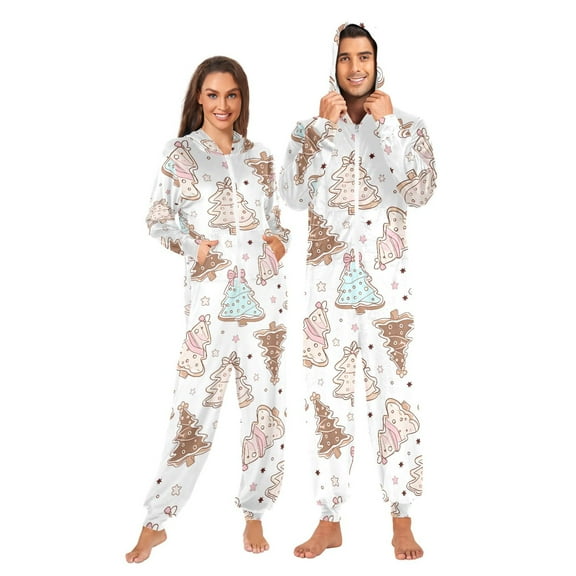 Christmas Candy Tree Adult onesie Pajamas, Crystal Velvet Ultra Soft Warm Jumpsuit for Men and Women