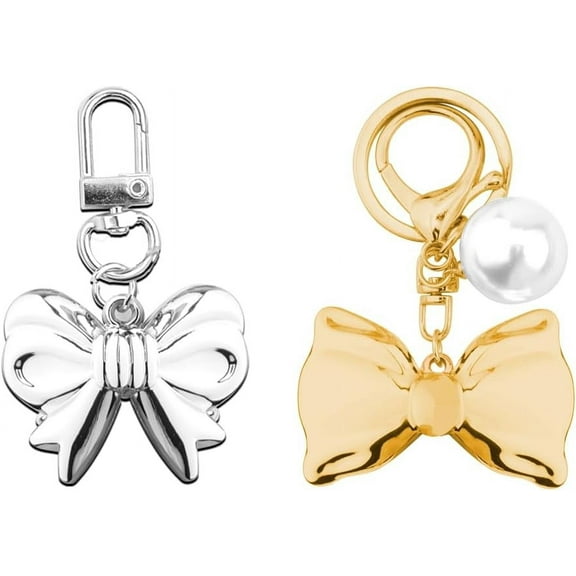 Bow Keychain for Bag Charm Big Bow Keychain for Women Bag Backpack Purse Charms Decoration Pearl Keyring of 2
