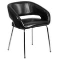 thumbnail image 2 of BizChair Leather Indoor Chrome Legs Contemporary Chair, Black, 2 of 10