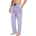 thumbnail image 4 of Men's Pajama Pants with Pockets Sleepwear Lounge Pants Stretch Casual Unicorn Rainbow Ice Cream Purple, 4 of 6
