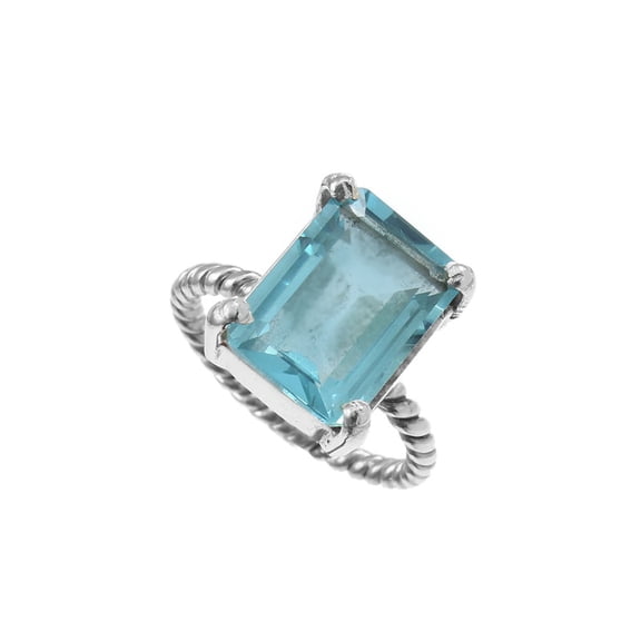 Blue Topaz Birthstone 925 Sterling Silver Ring Size 8