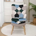 thumbnail image 3 of Accent Chair with Ottoman,Living Room Chair and Ottoman Set,Comfy Side Armchair for Bedroom,Creative Splicing Cloth Surface,Colorful 02, 3 of 7