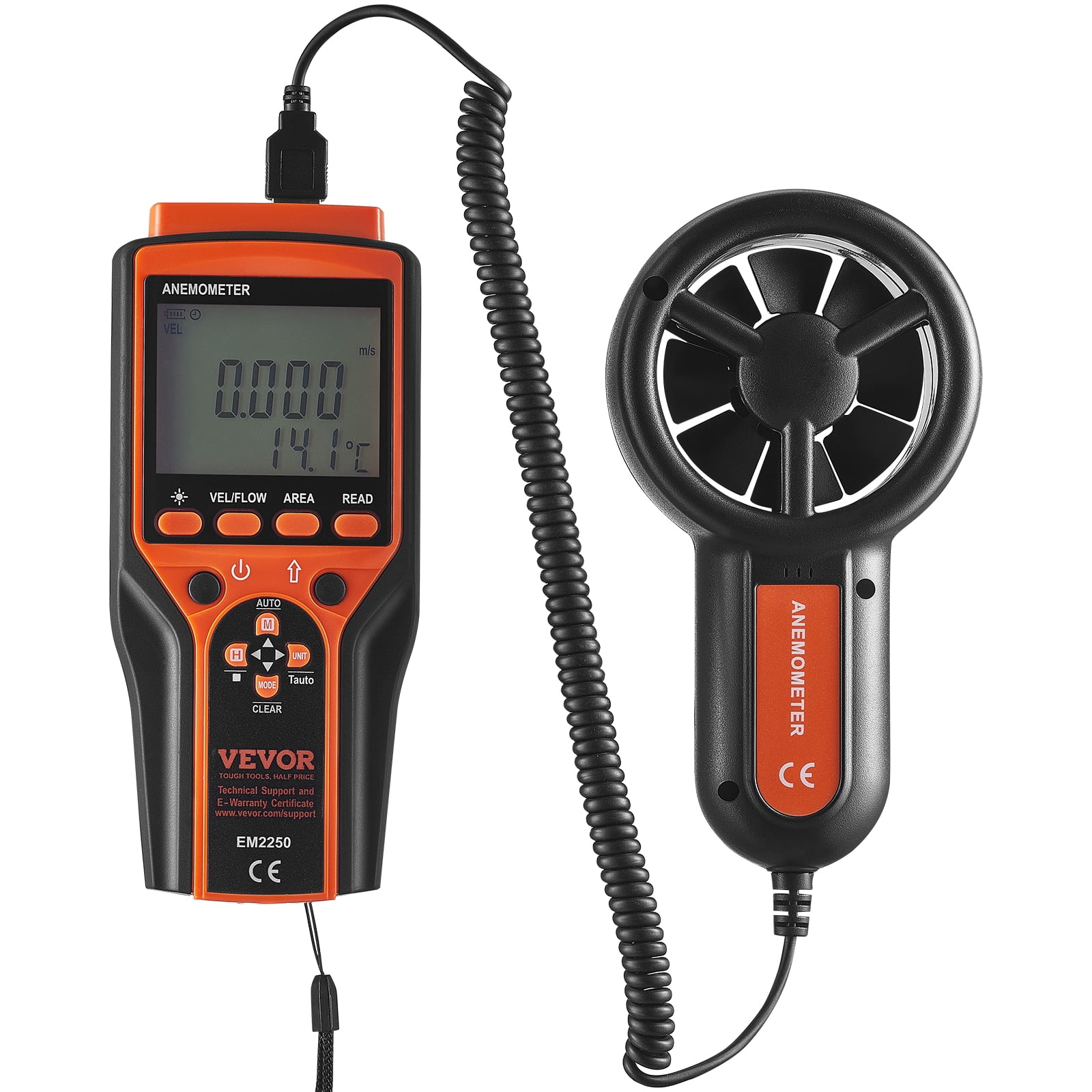 SKYSHALO Split Handheld Anemometer Digital Wind Speed CFM Meter Gauge 14-140???with LED