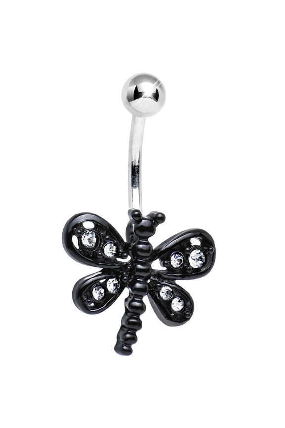 Clear Dark and Dreamy Dragonfly Belly Button Ring