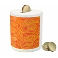 thumbnail image 3 of Orange Piggy Bank, Outline Romantic Roses in Seasonal Autumn Colors Abstract Flower Blossoms, Ceramic Coin Bank Money Box for Cash Saving, 3.6" X 3.2", Orange and Vermilion, by Ambesonne, 3 of 4