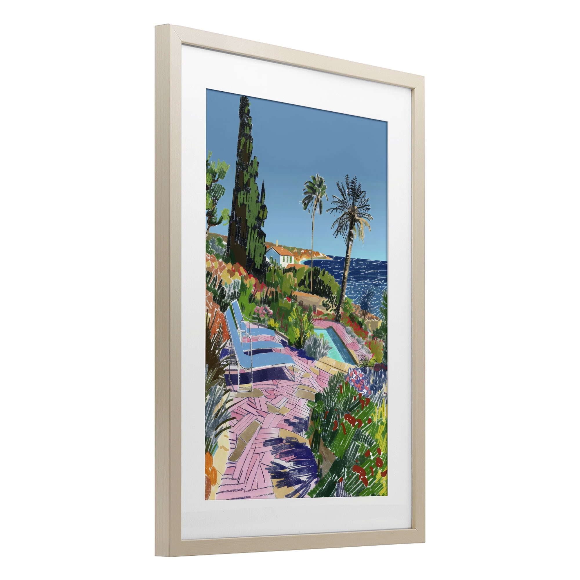 Stupell Industries Pool View to Ocean Birch Framed Print Under Glass, design by Creative Studio