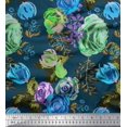 thumbnail image 1 of Soimoi Poly Georgette Fabric Leaves & Floral Artistic Printed Fabric 1 Yard 42 Inch Wide, 1 of 3