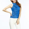 thumbnail image 2 of ZyeKqe Sequin Tank Tops for Women Casual Sleeveless Shirts High Neck Sparkly Glitter Party Top Club Outfits, 2 of 7