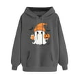thumbnail image 2 of Halloween Womens Hoodies Cute Ghost Printed Jacket Fall Winter Fleece Hooded Sweatshirts Casual Loose Long Sleeve Top Halloween Pullover Outwears with Pocket, 2 of 4