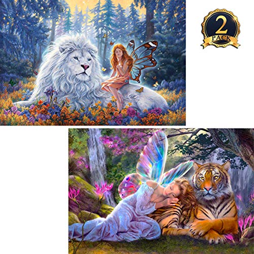 2 Pack 5D Diamond Painting Butterfly Fairy and Beast Full Drill by