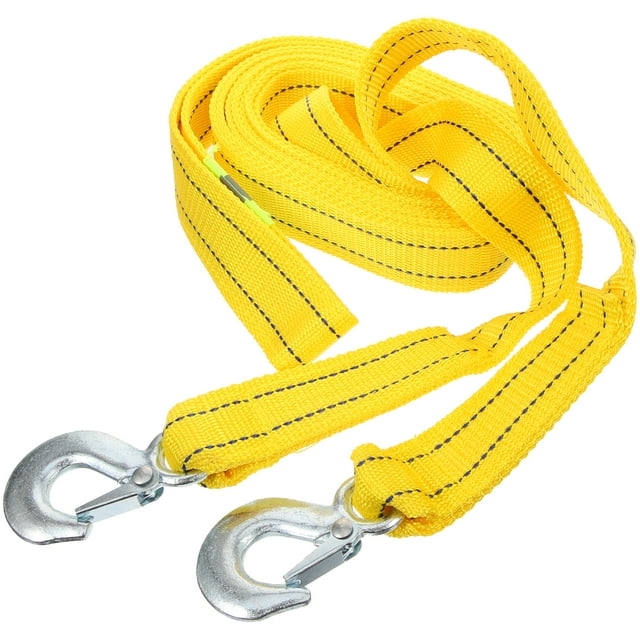 KAKOWELY 4.8m 5 Ton Car Trailer Rope Practical Outdoor Emergency Kit Polyester Double Layers Thicken Tow Rope (Yellow),188.98"X1.69"X0.04"