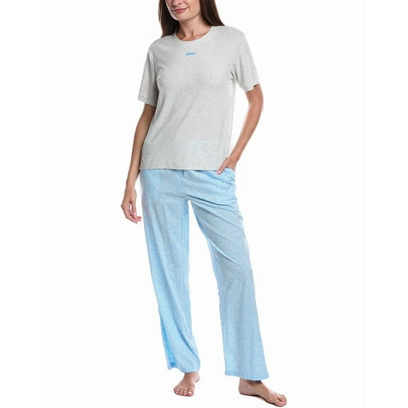 DKNY womens 2pc Top & Pant Sleep Set, s, Blue