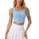 thumbnail image 1 of INSPIRAR CHIC Top de Mujer Cuello Cuadrado Dobladillo Asimétrico Con Cremallera Corset Tops S Azul Claro, 1 of 5