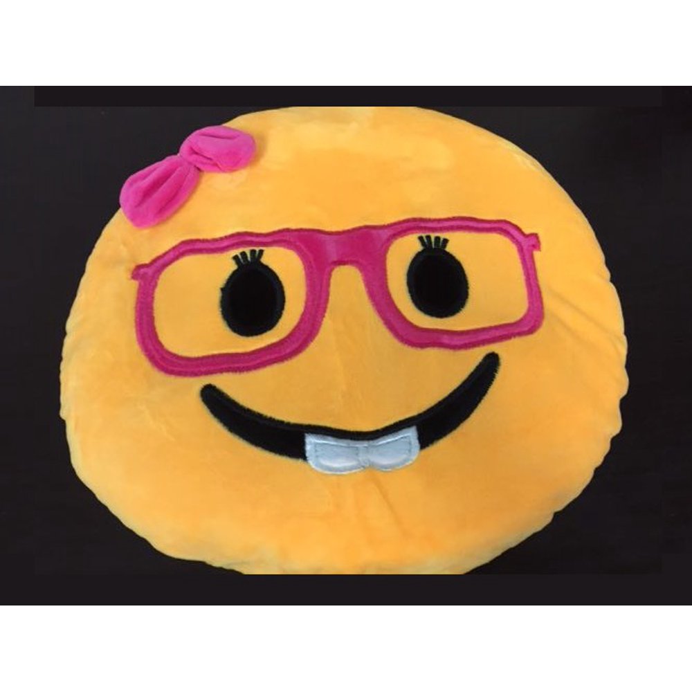 Nerd Girl Emoji Pillow 12.5 Inch Large Yellow Smiley Emoticon Walmart