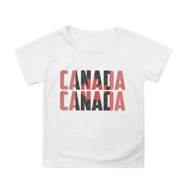 TIEVOSA T-Shirt à Manches Courtes pour Filles de la Fête du Canada, T-Shirt d'Été à Col Rond, Coupe Décontractée, Chandails de Base pour 10-11 Ans (Blanc)