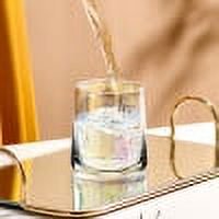 Vaso de whisky de vidrio transparente | Taza de té con leche de alta calidad | 250 ml (8,5 oz) | Multicolor, gris, oro rosa | Vidrio grueso y resistente para bebidas frías