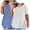 Blue, variant on Oksale 2 PC Plus Size Tops for Curvy Women Casual V Neck Stretch Cotton Tshirts Loose Cozy Short Sleeve Summer Tee Shirts White 5XL