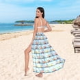 thumbnail image 6 of FORMRS Womens Long Sarong Beach Wrap Semi-Sheer Bikini Skirt Bathing Swimsuit Cover Up, Cartoon Train Pattern, 6 of 7