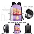 thumbnail image 6 of Binienty Kids Cute Sleeping Puppy Mushroom Print Backpack 6-12 Years Old, Purple Adjustable Strap School Book Bag with Front Zipper Pocket Side Mesh Pockets for Daily Commute Travel, 6 of 6