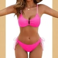 thumbnail image 2 of Minjewel Two Piece Swimsuit Women Color Block Bikini Set Playful Beach Swimwear with Padded Cups,Hot Pink XL, 2 of 4